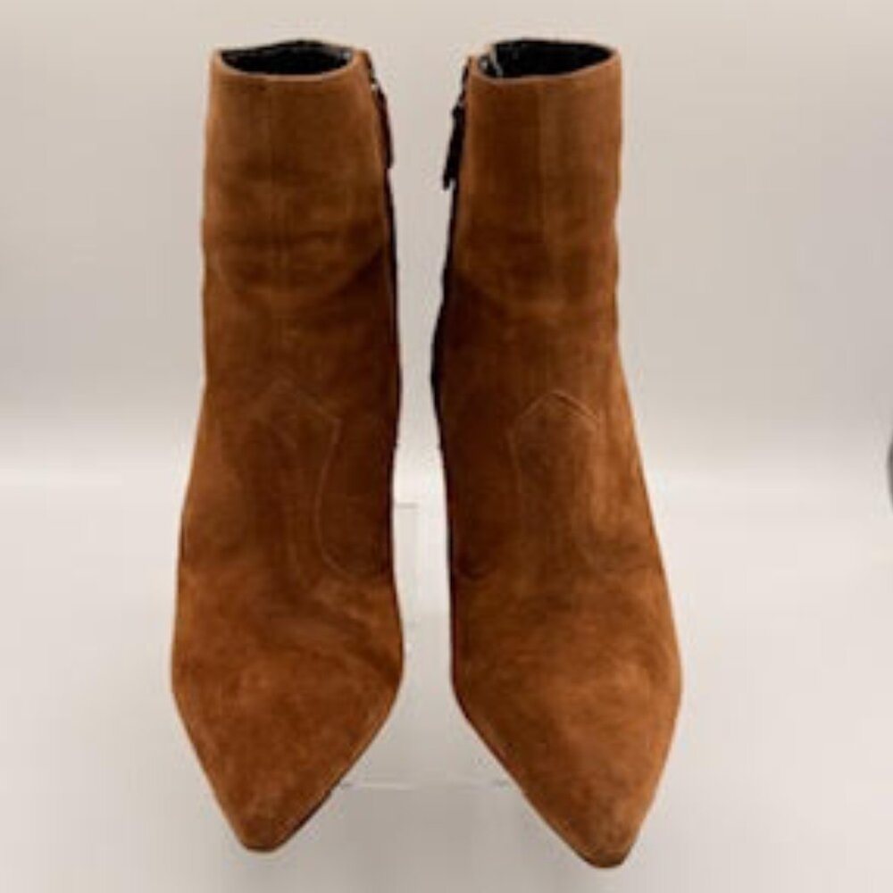AllSaints Brown Suede Pointed Toe Stiletto Ankle Boots Western Chic 41 (10) - Picture 7 of 16